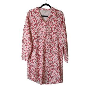 Floral Pink and White Flannel Nightshirt